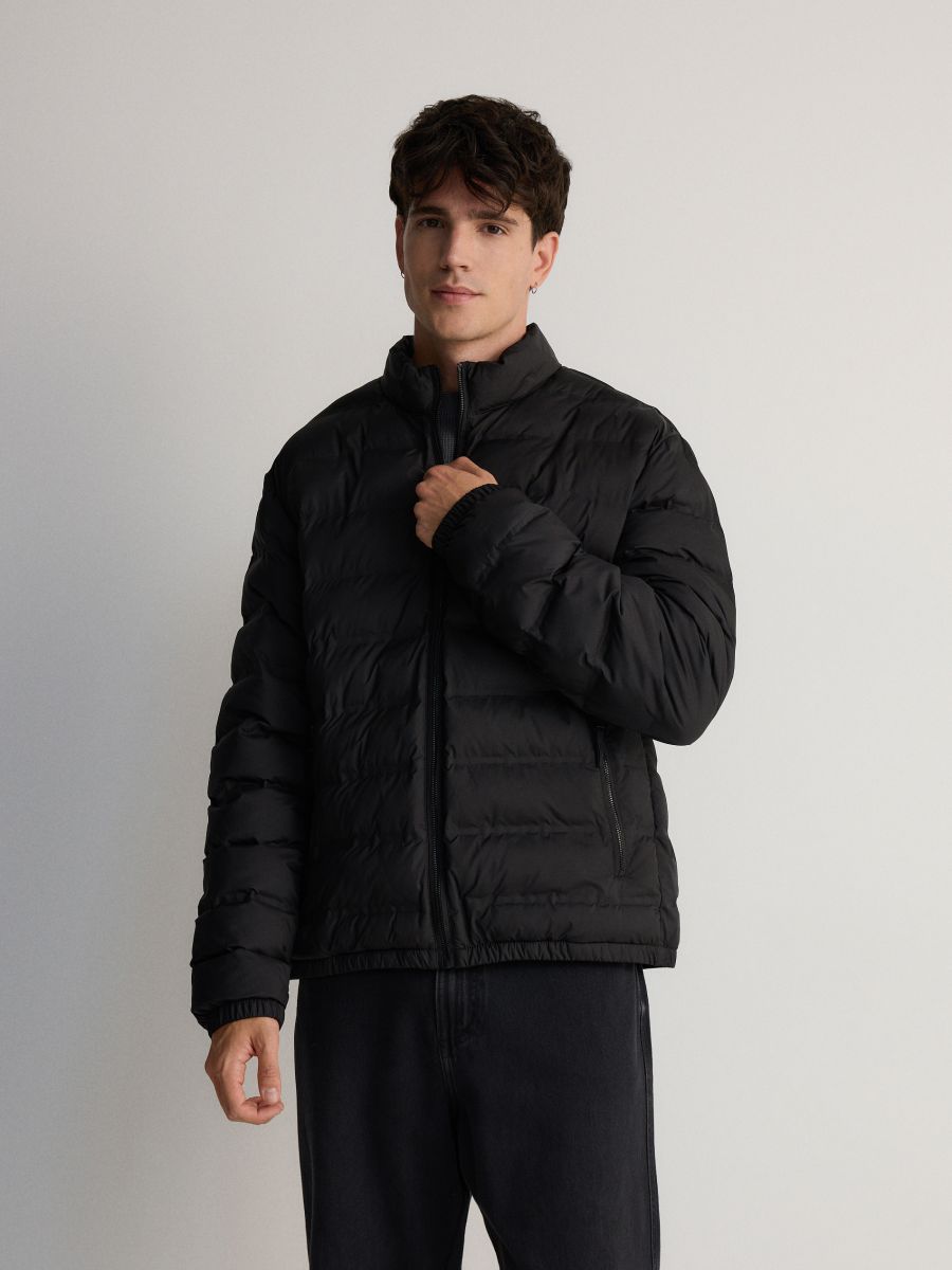 Quilted jacket with stand up collar - black - RESERVED