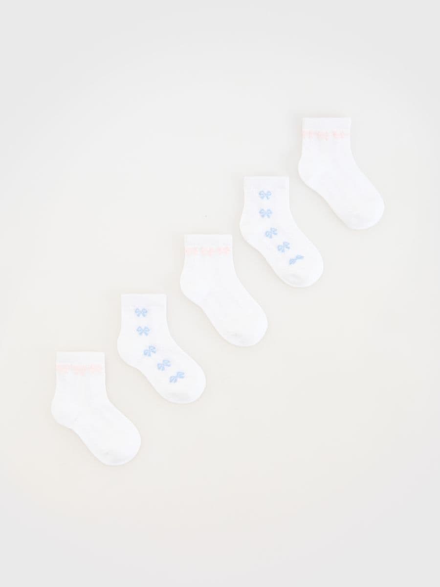 Súprava 5 párov bavlnených ponožiek - biela - RESERVED