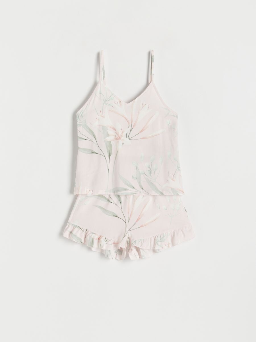 Blomstret pyjamassæt i to dele - pastellyserød - RESERVED - 5