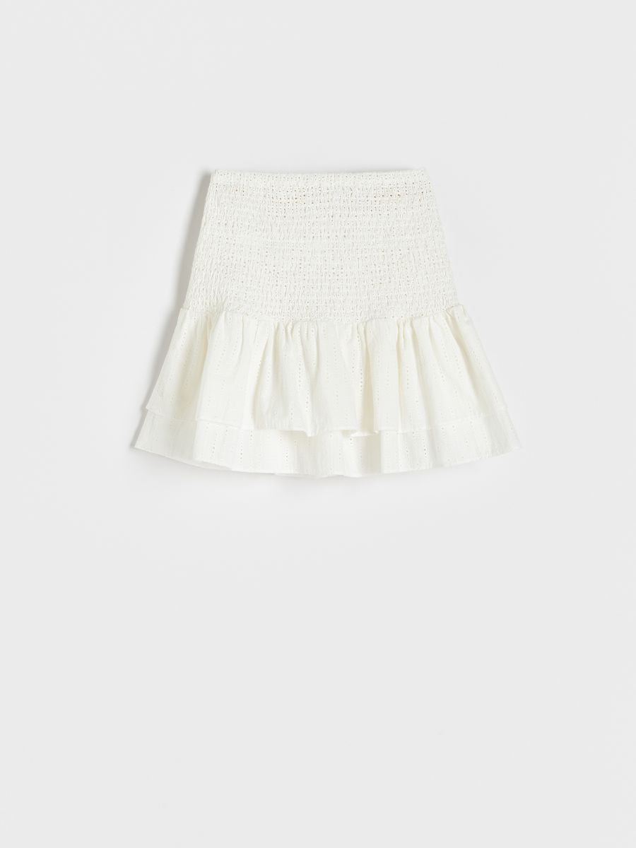 Mini skirt with ruffles - cream - RESERVED - 2