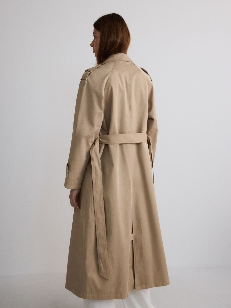Oversize trencis ar divrindu pogājumu - bēšs - RESERVED - 5