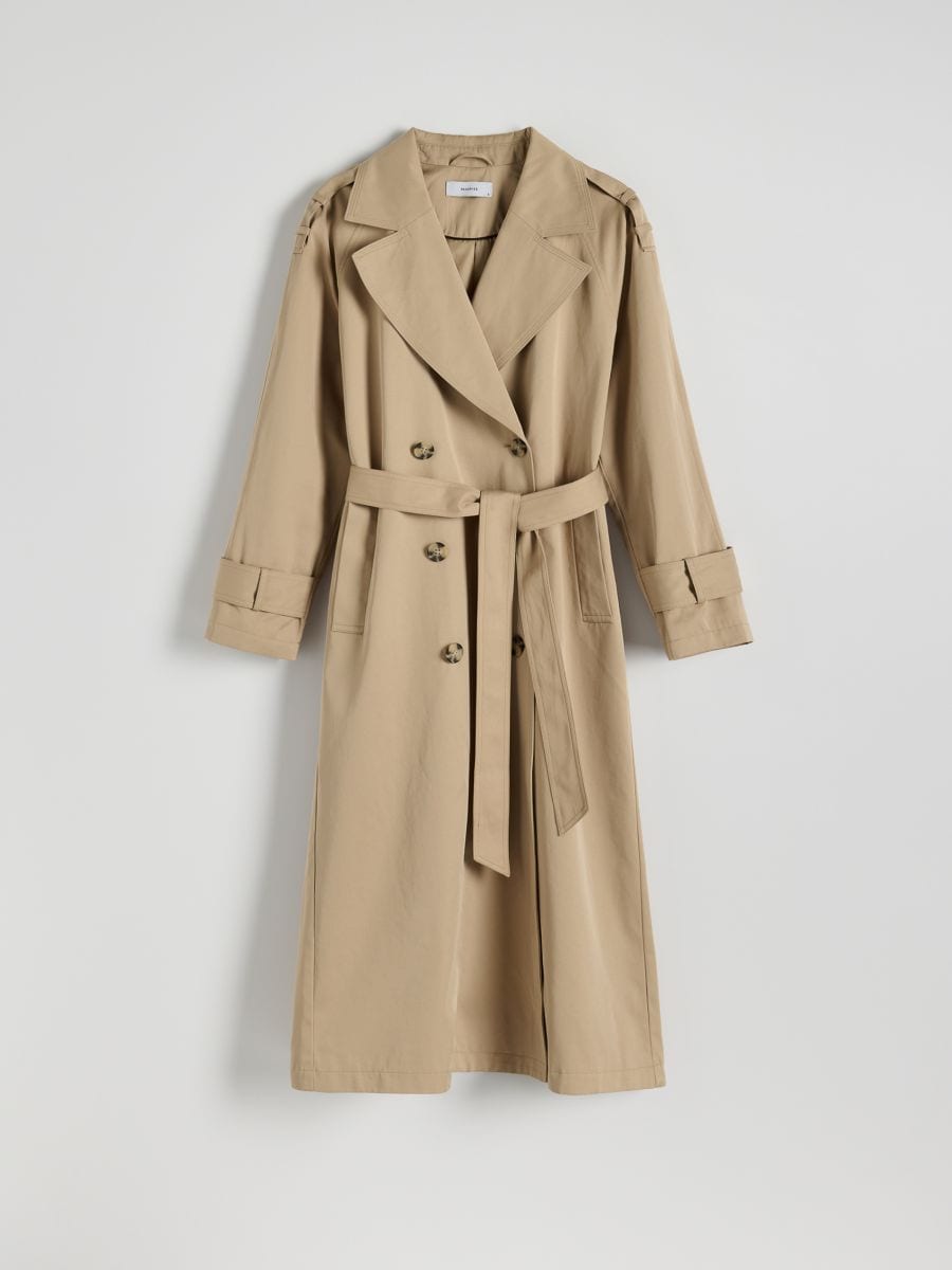 Oversize trencis ar divrindu pogājumu - bēšs - RESERVED - 7