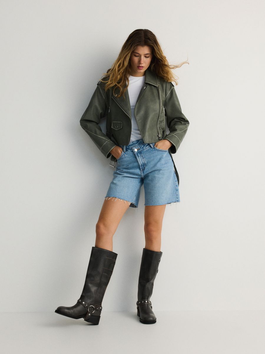 LADIES` OUTER JACKET & BELT - pepaljasto zelena - RESERVED - 2