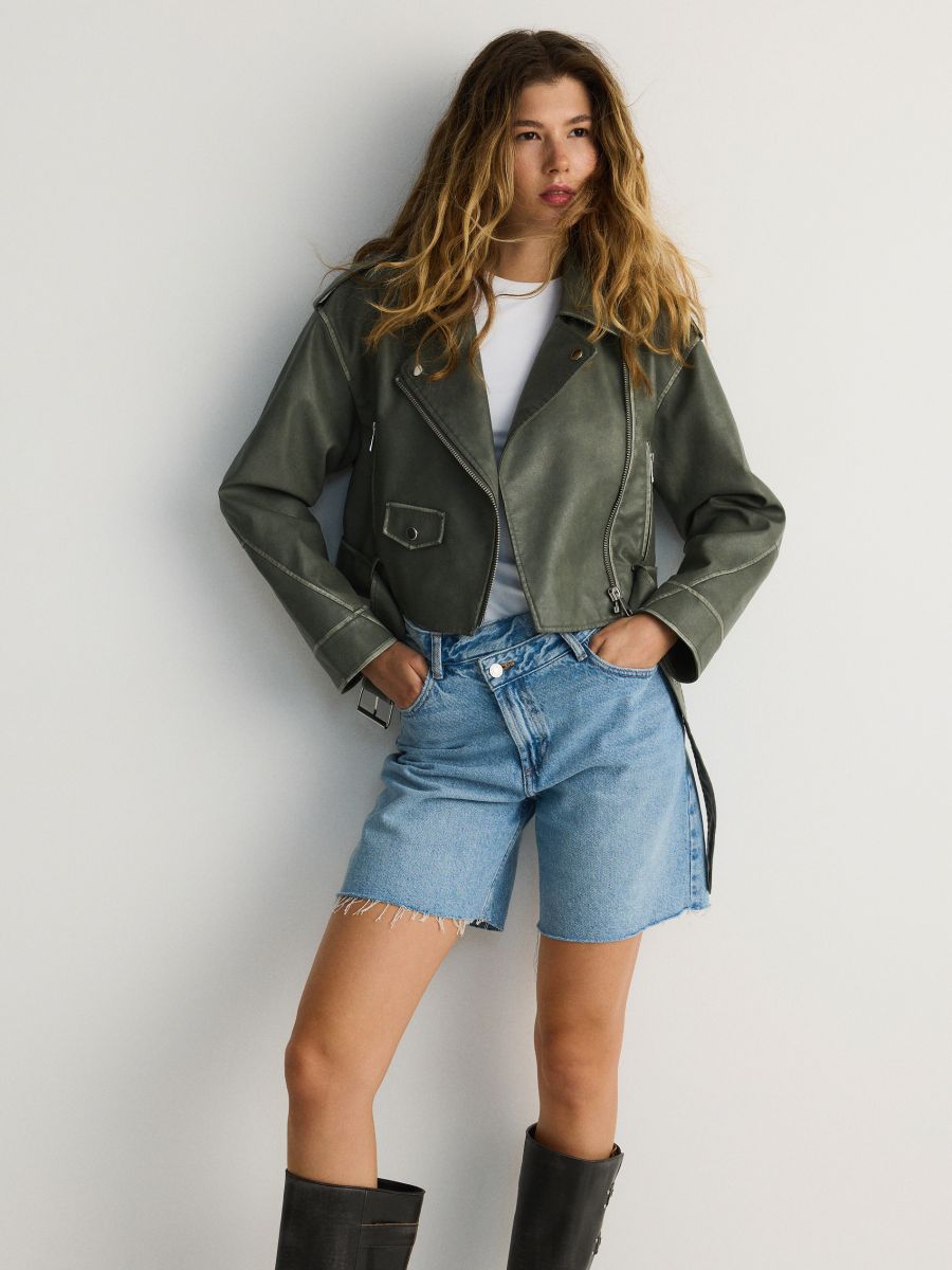 LADIES` OUTER JACKET & BELT - pepaljasto zelena - RESERVED - 5