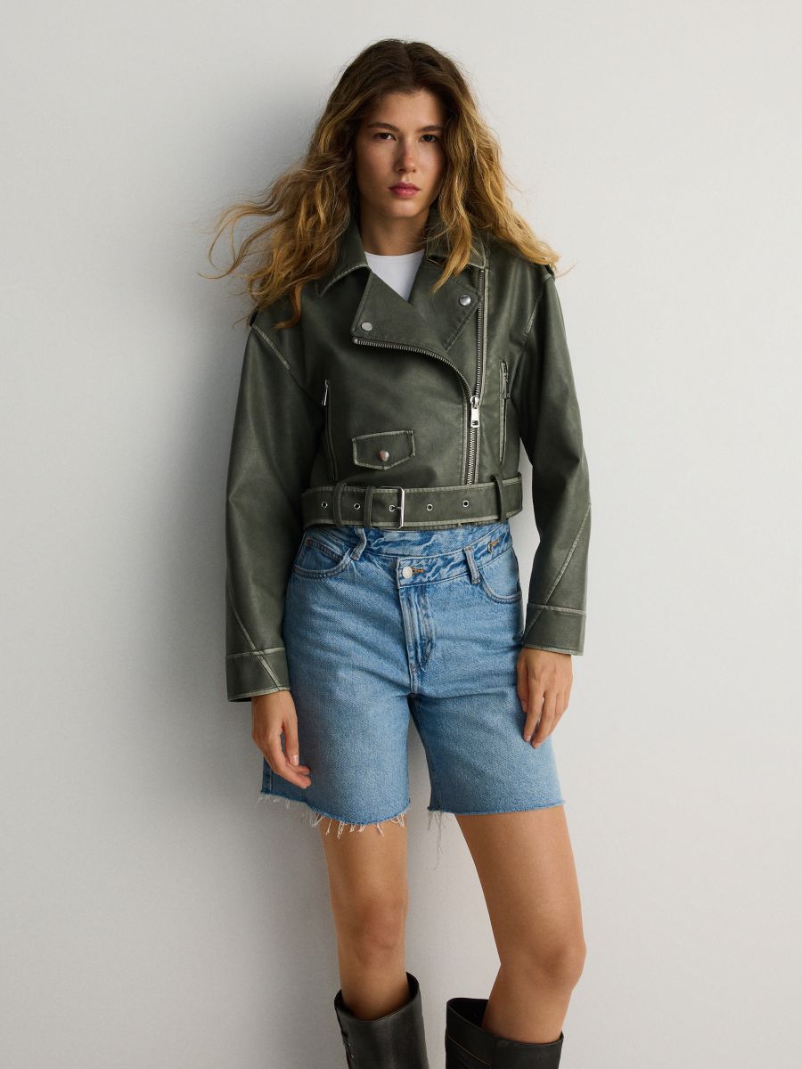 LADIES` OUTER JACKET & BELT - pepaljasto zelena - RESERVED - 4