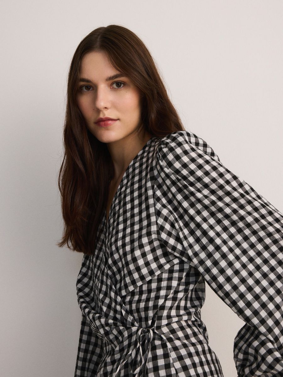 Bluse mit Bindedetail - schwarz - RESERVED - 2