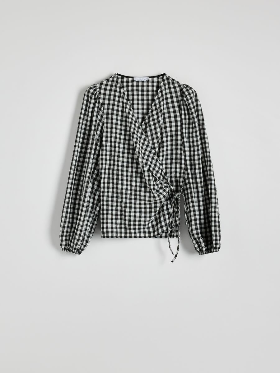 Bluse mit Bindedetail - schwarz - RESERVED - 4
