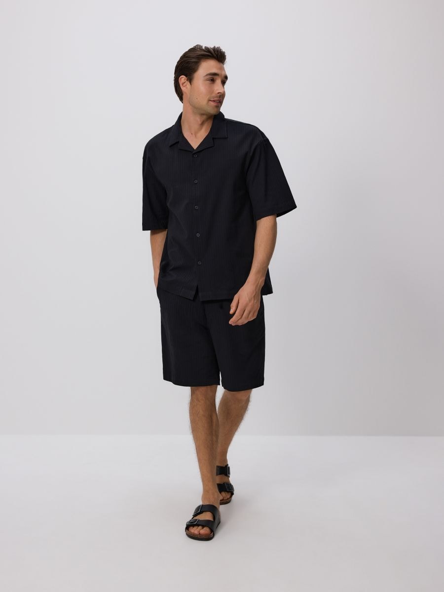 Comfort fit cotton shirt - black - RESERVED