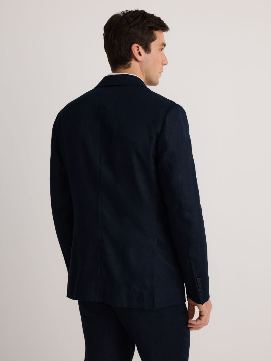Regular fit linen blazer - navy - RESERVED - 5
