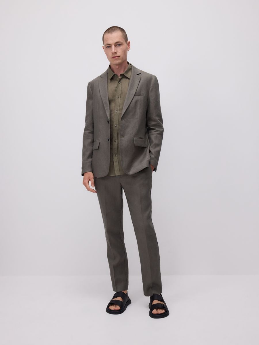 Regular fit linen blazer - green - RESERVED - 2