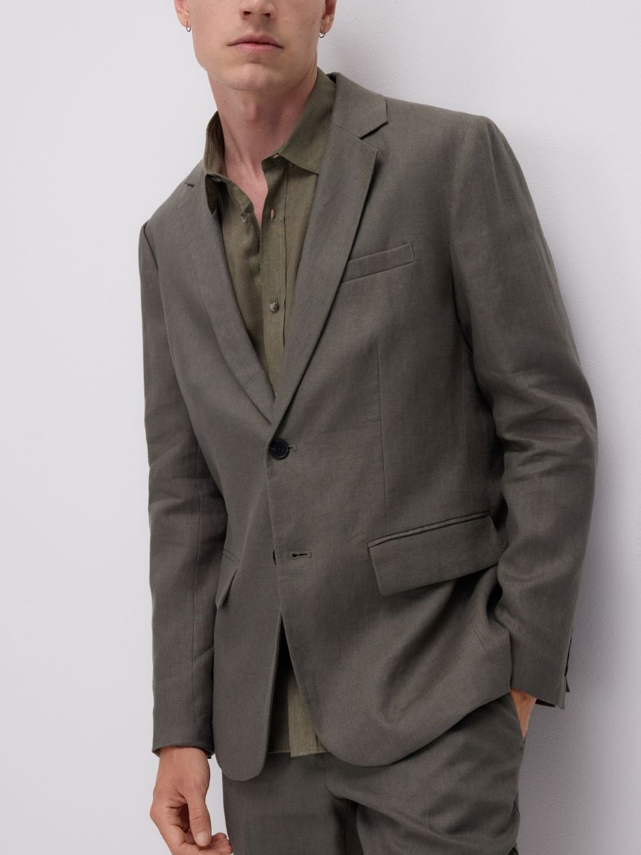 Regular fit linen blazer - green - RESERVED - 3