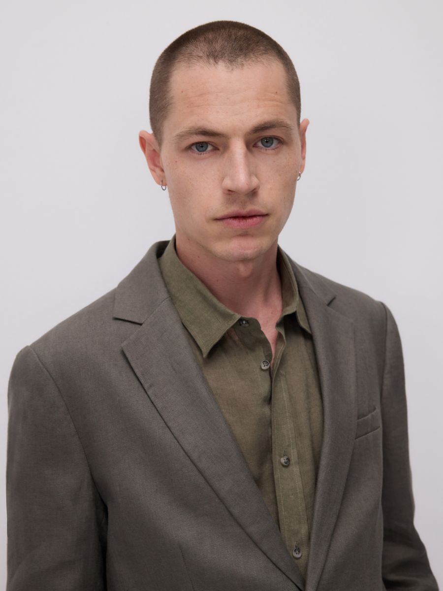 Regular fit linen blazer - green - RESERVED - 4