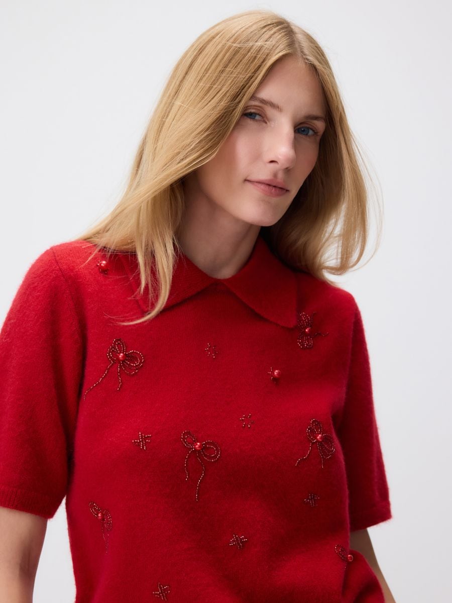 Pull avec appliques - rouge - RESERVED