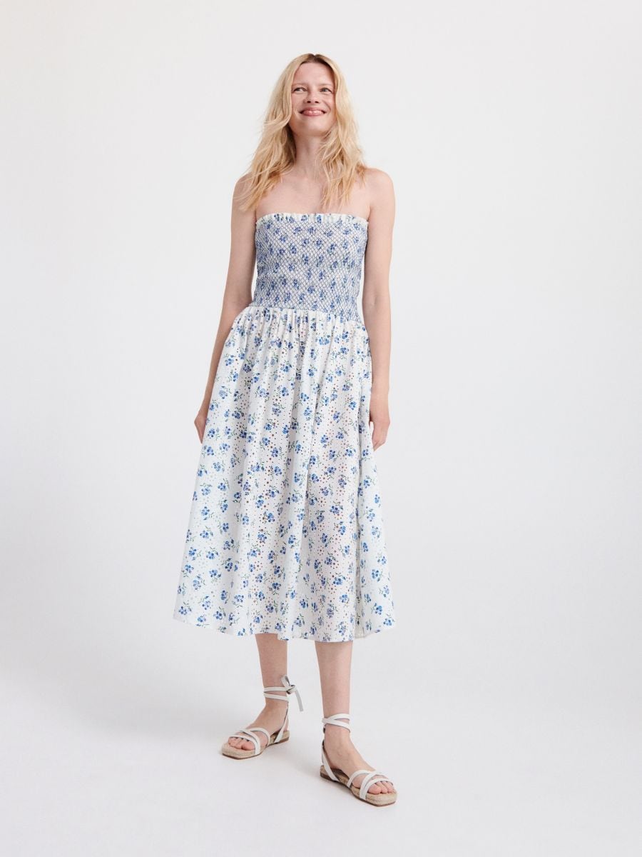 Dress with decorative shirring - multicolor - RESERVED - 2