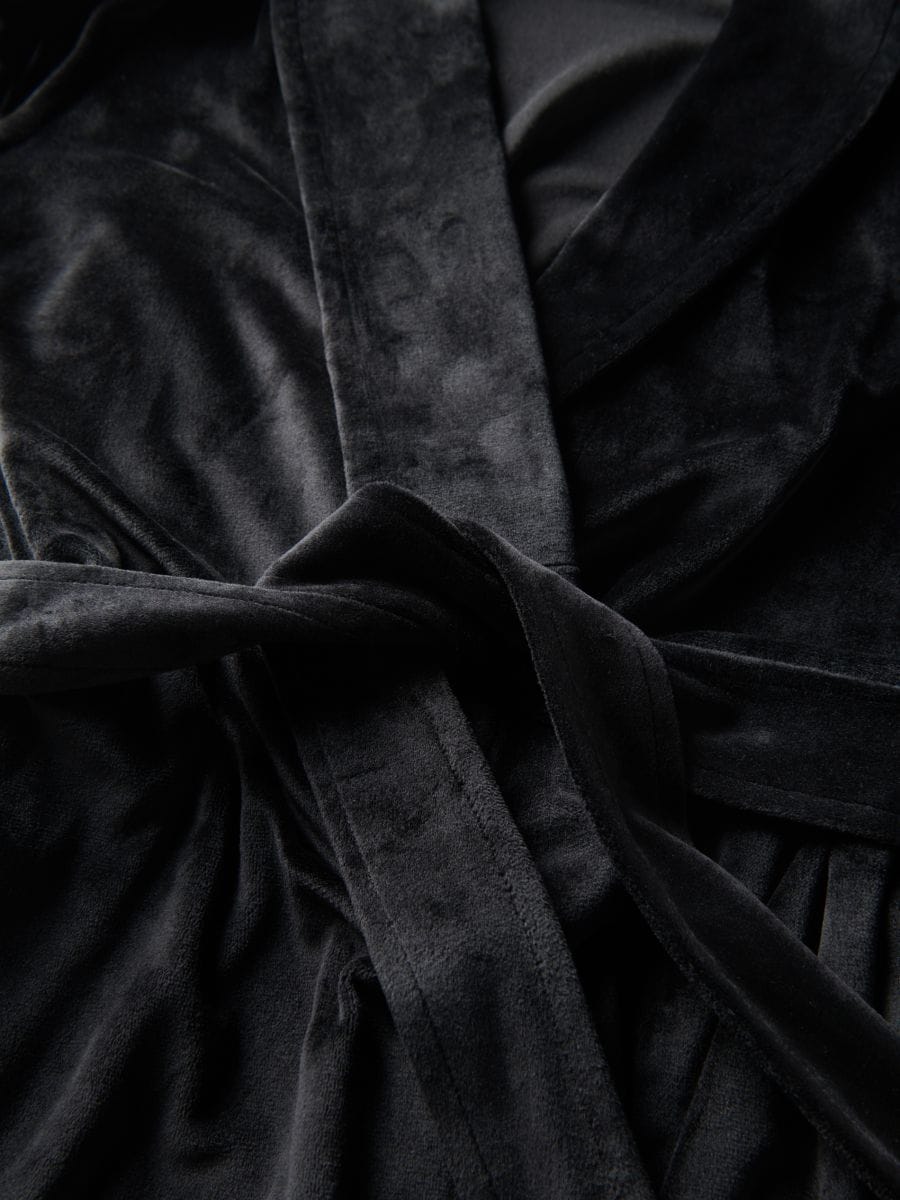 Velour dressing gown - black - RESERVED - 3