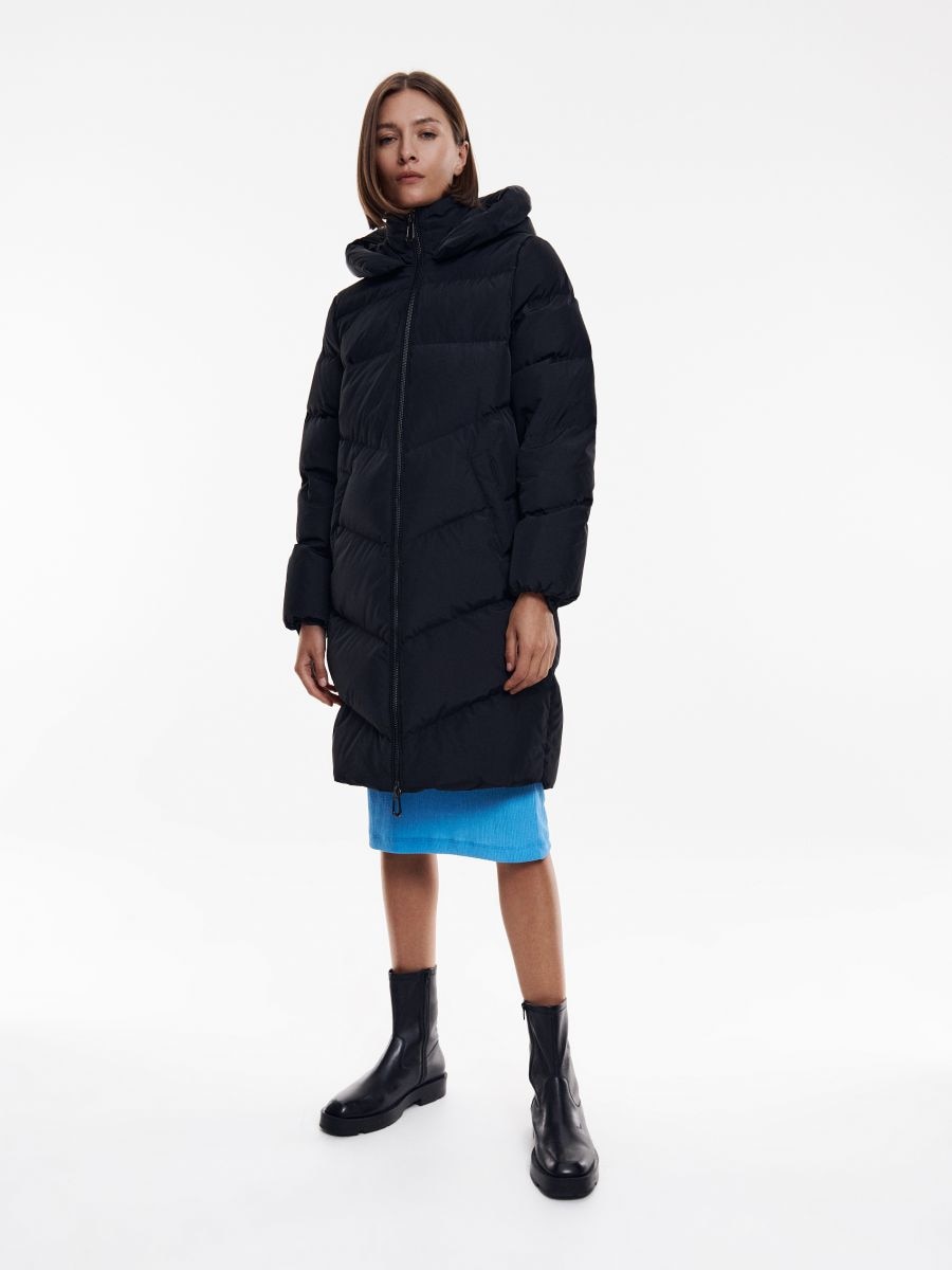 Black down filled coat best sale