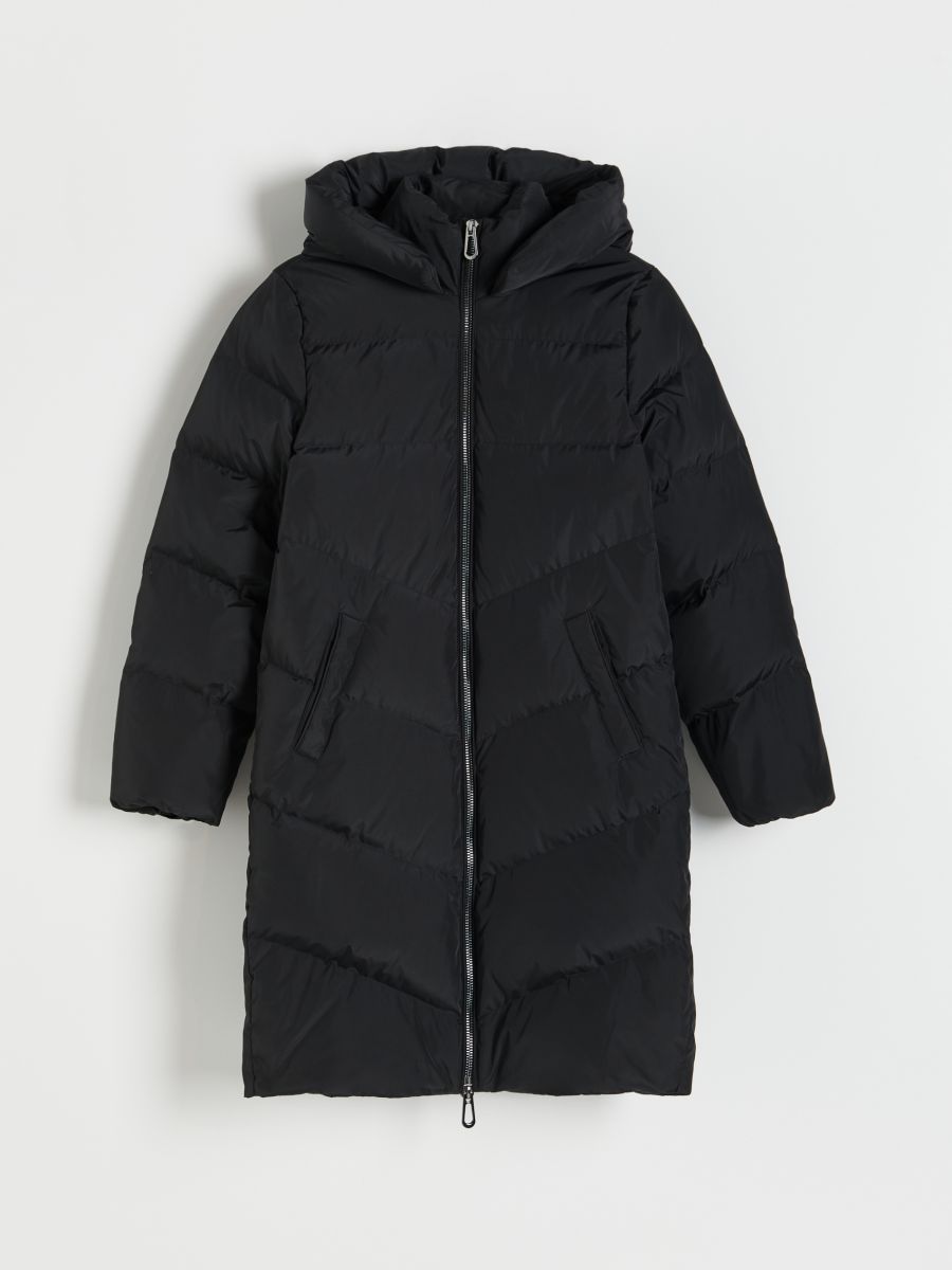 Black down filled coat best sale