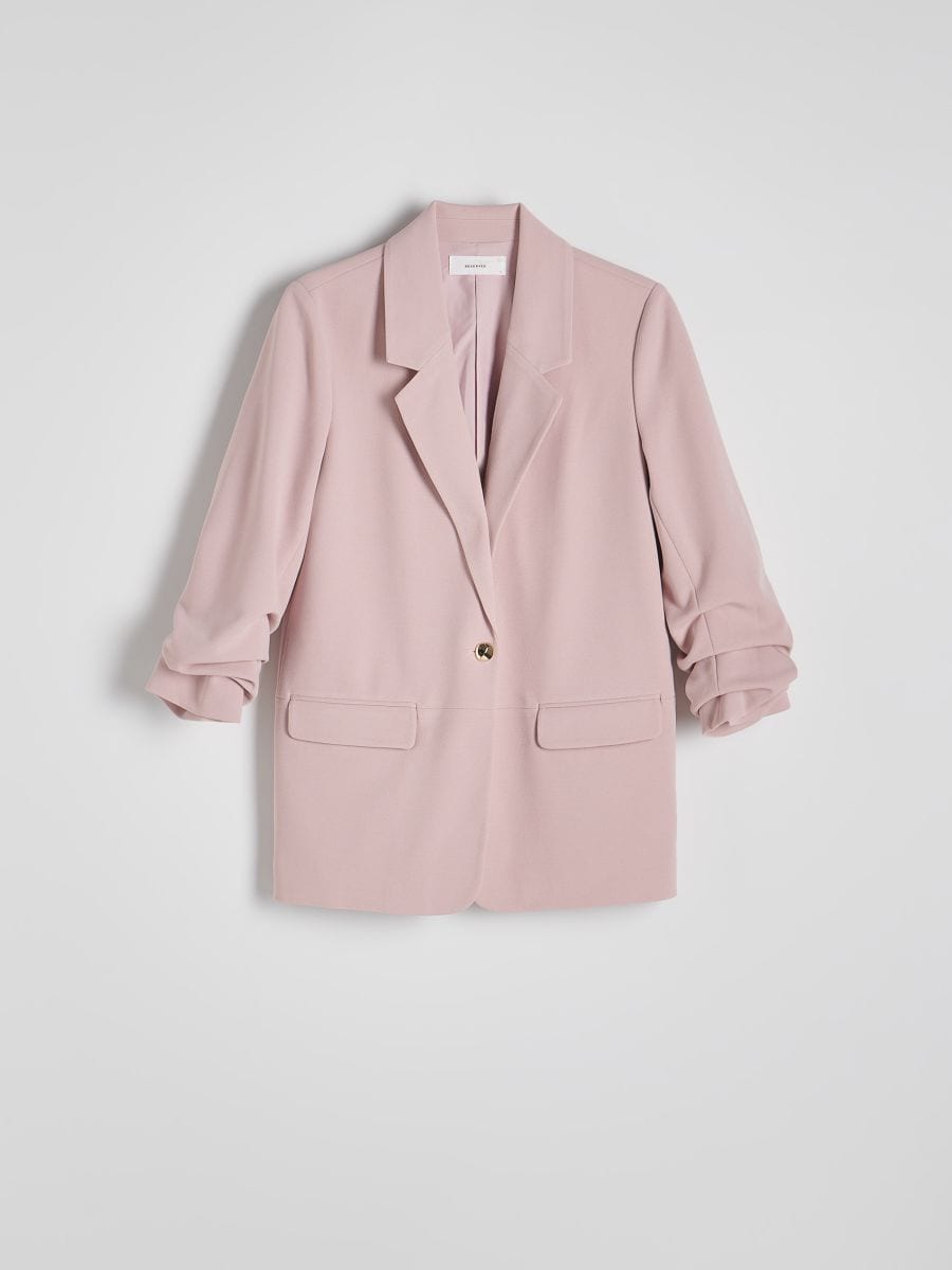Blazer with crinkled sleeves - pastel pink - RESERVED - 5