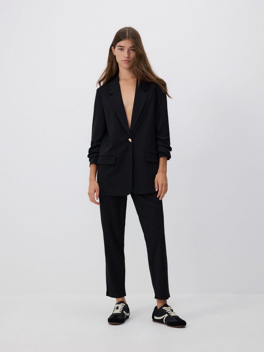Blazer with crinkled sleeves - black - RESERVED - 3