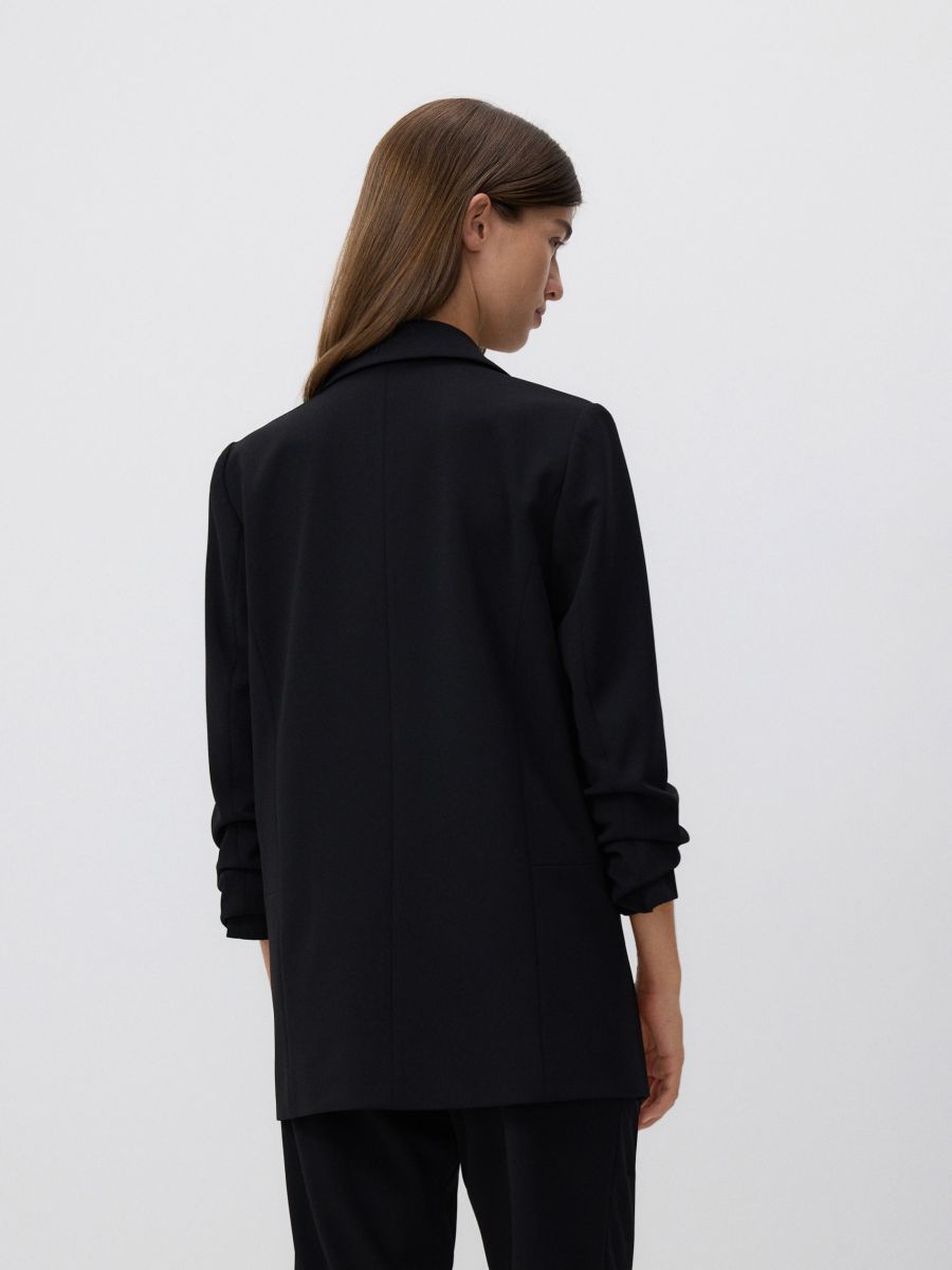 Blazer with crinkled sleeves - black - RESERVED - 4