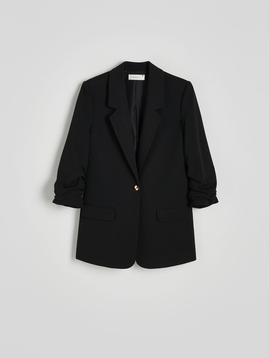 Blazer with crinkled sleeves - black - RESERVED - 5