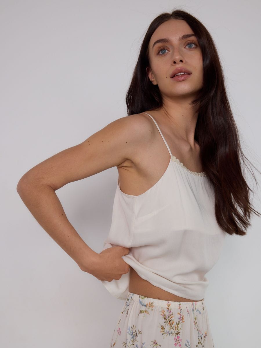 Two piece viscose pyjama set - nude - RESERVED - 3