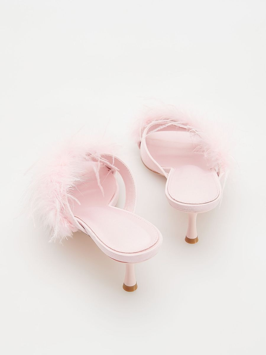 Mules with faux feathers - pastel pink - RESERVED - 4