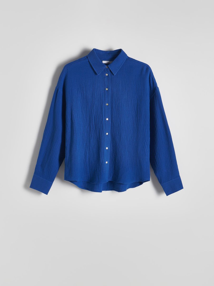 Oversized cotton muslin shirt - blue - RESERVED