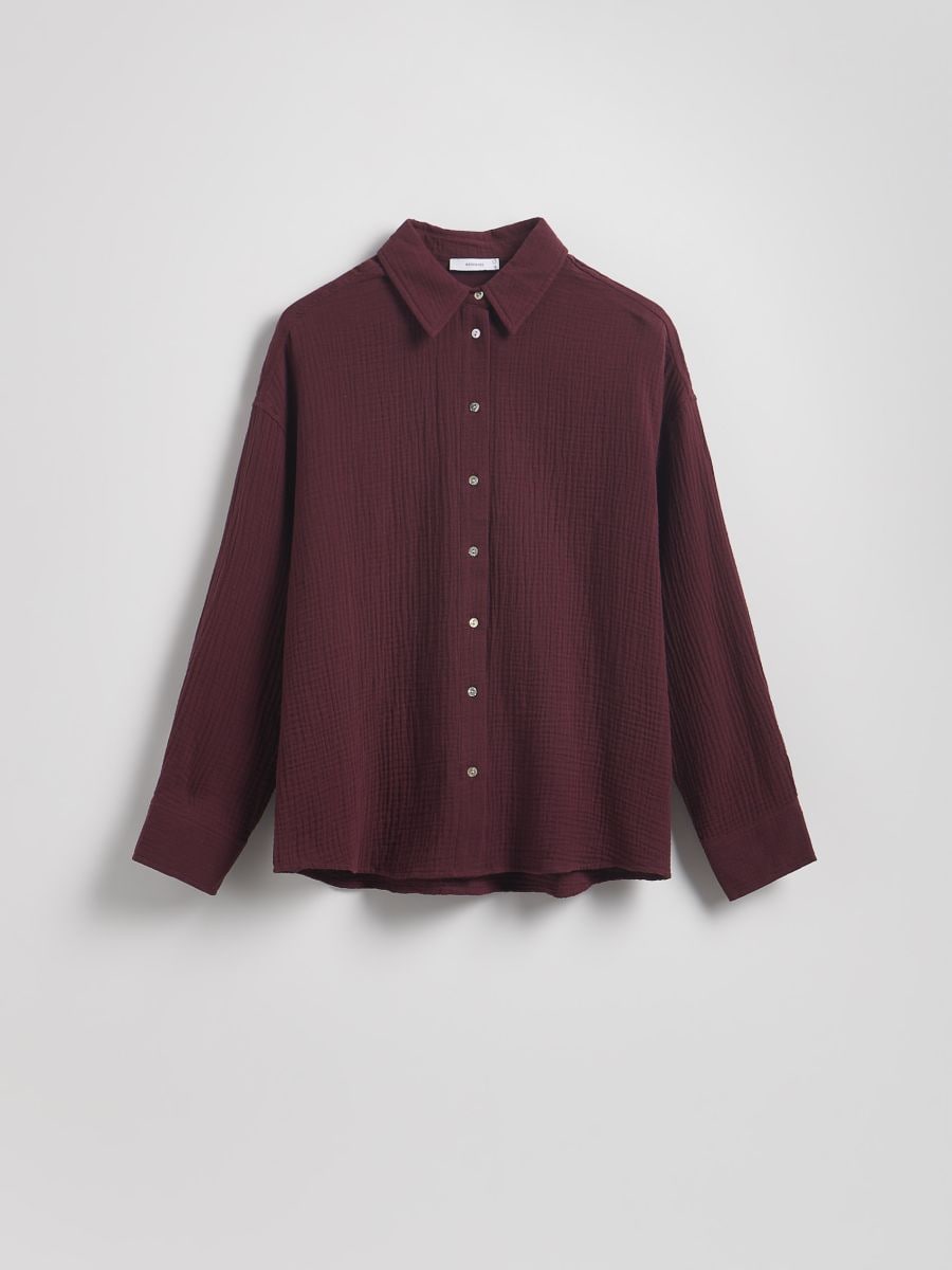 Camicia oversize in mussola di cotone - maroon - RESERVED - 6