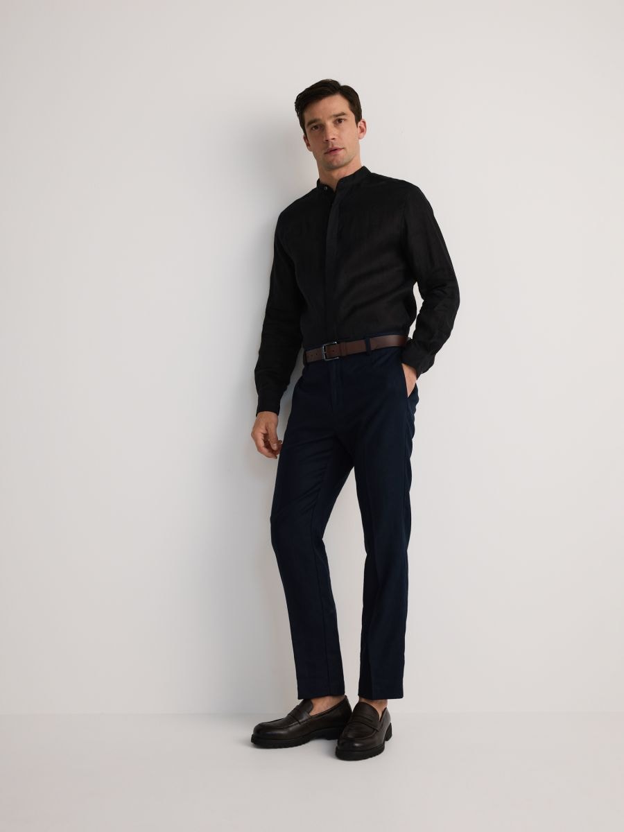 Regular fit linen shirt - black - RESERVED - 3