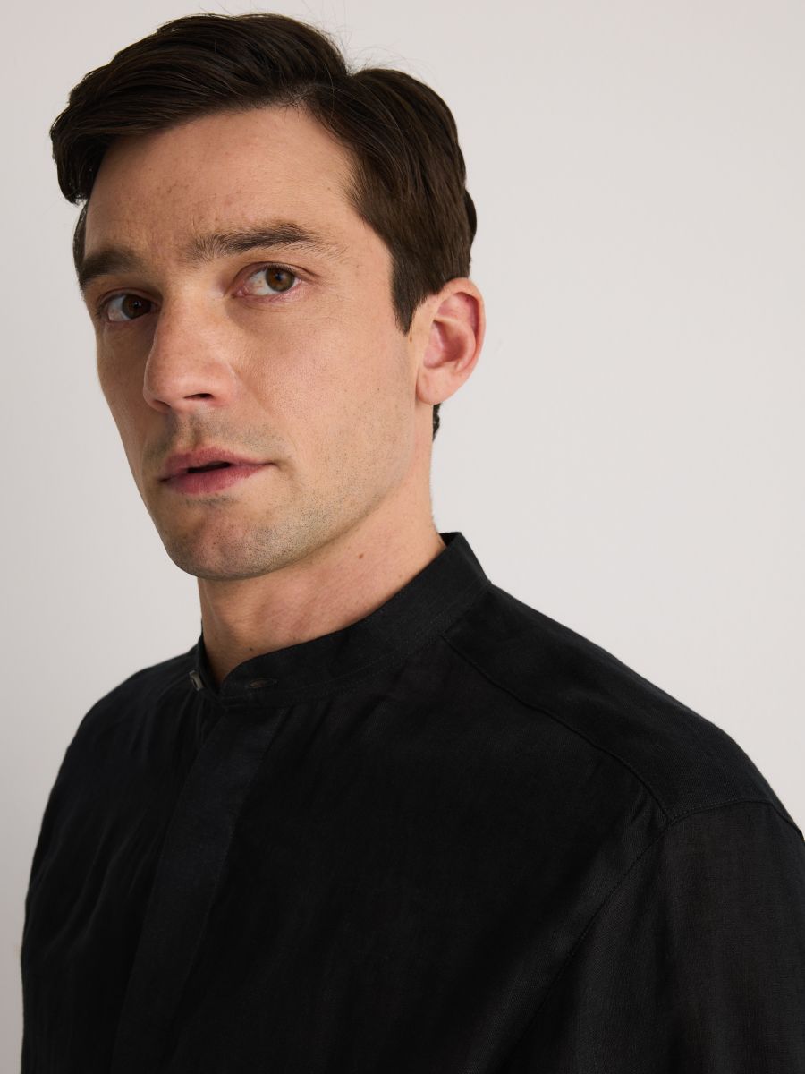 Regular fit linen shirt - black - RESERVED - 2