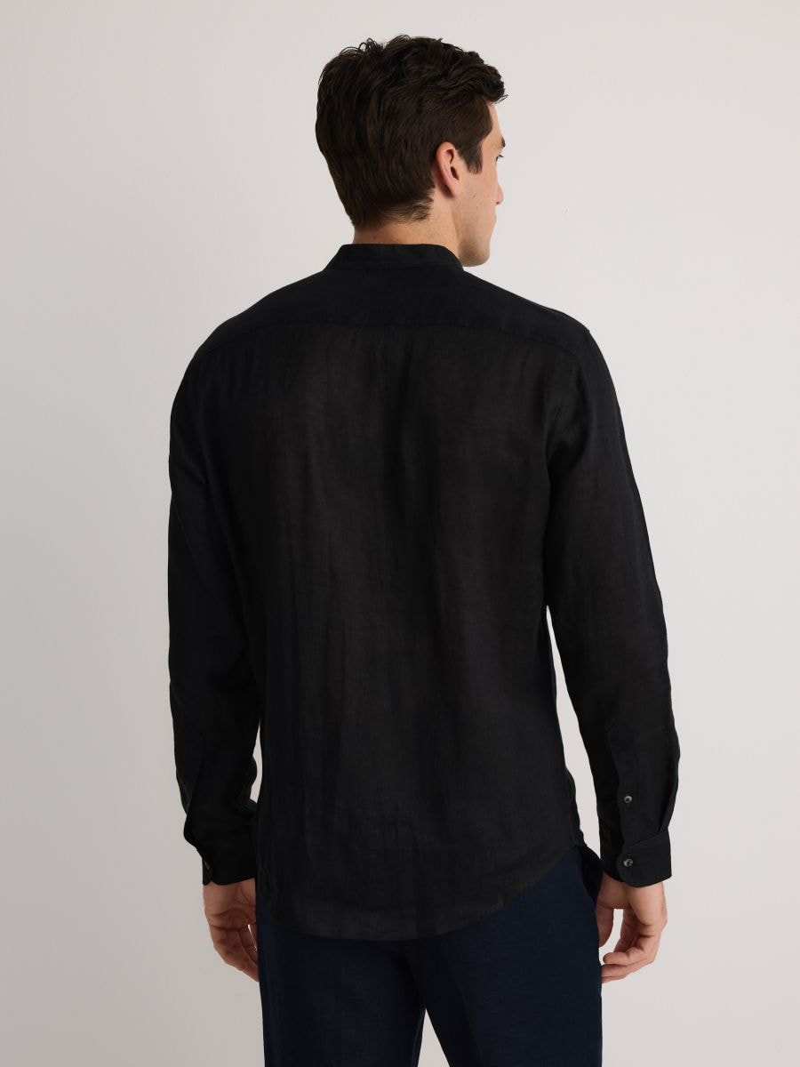 Regular fit linen shirt - black - RESERVED - 5