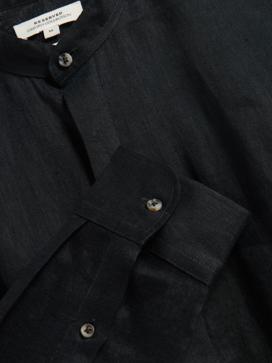 Regular fit linen shirt - black - RESERVED - 7