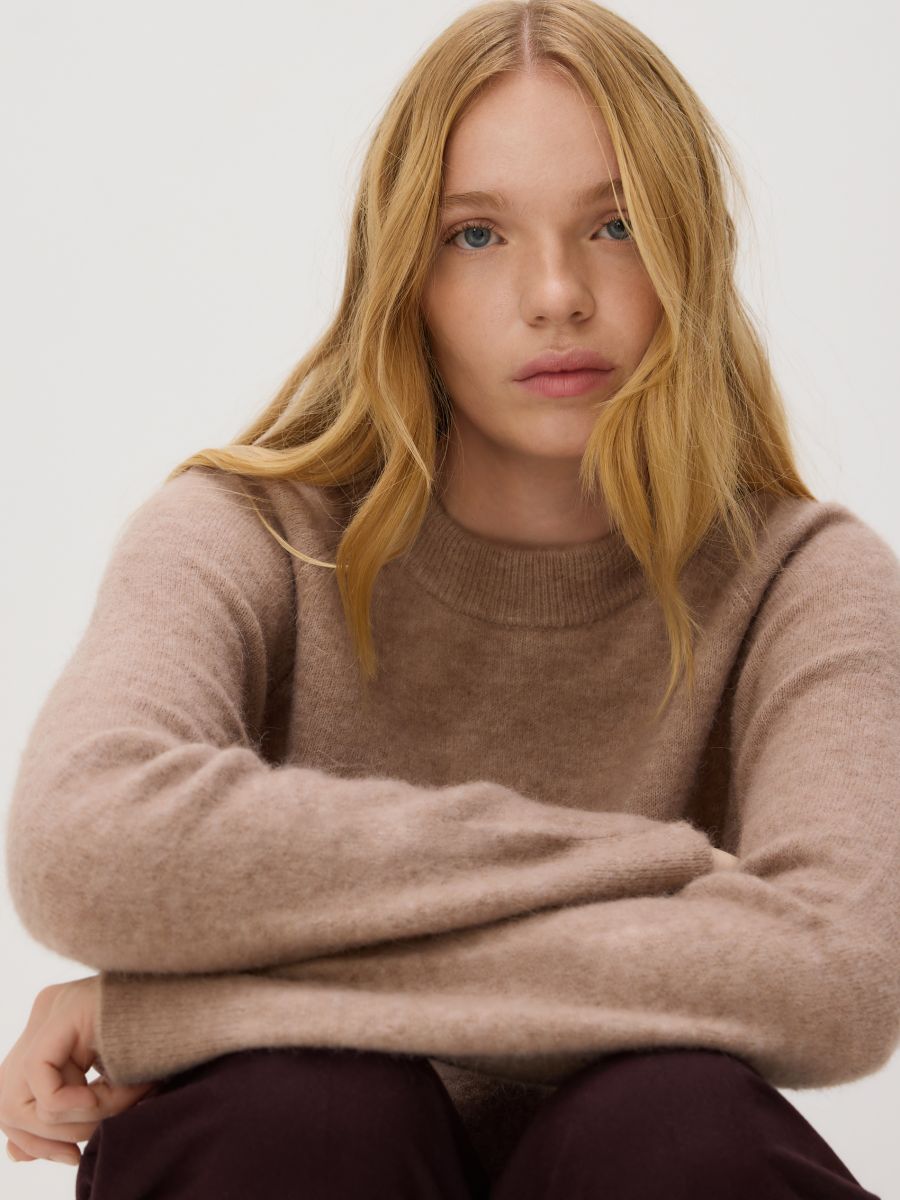 Wool blend jumper - coffee - RESERVED