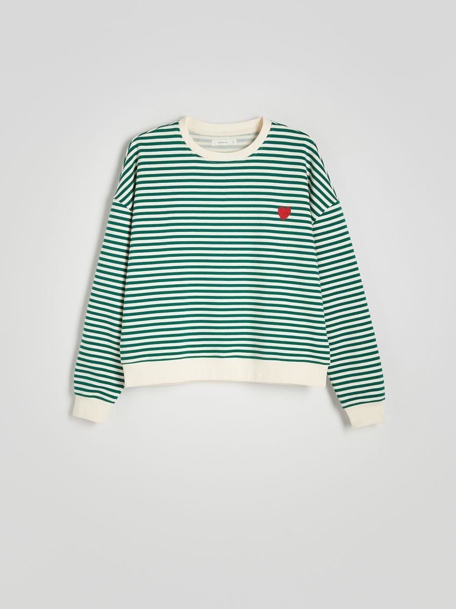 Felpa in cotone a righe - verde pallido - RESERVED - 3
