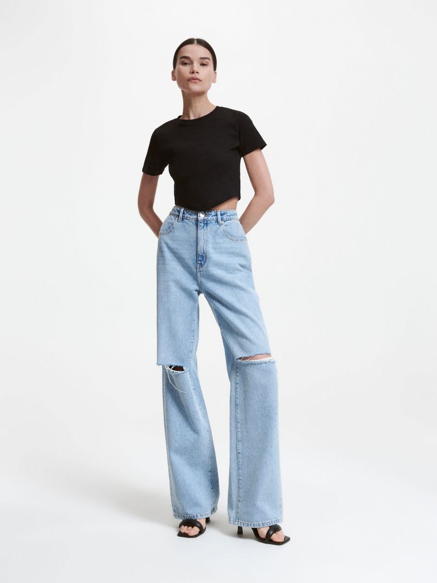 T-shirt with an asymmetrical bottom - black - RESERVED - 2