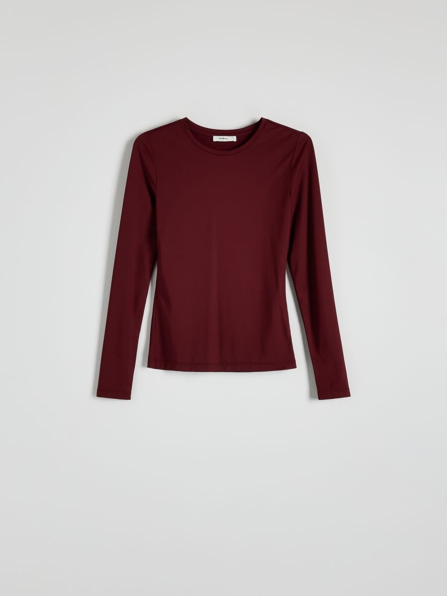Gładki longsleeve Kolor brązowy - RESERVED - 1630I-84X