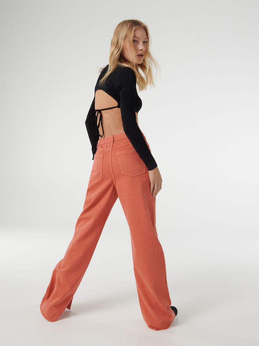 Crop Top mit Bindedetail - schwarz - RESERVED - 3