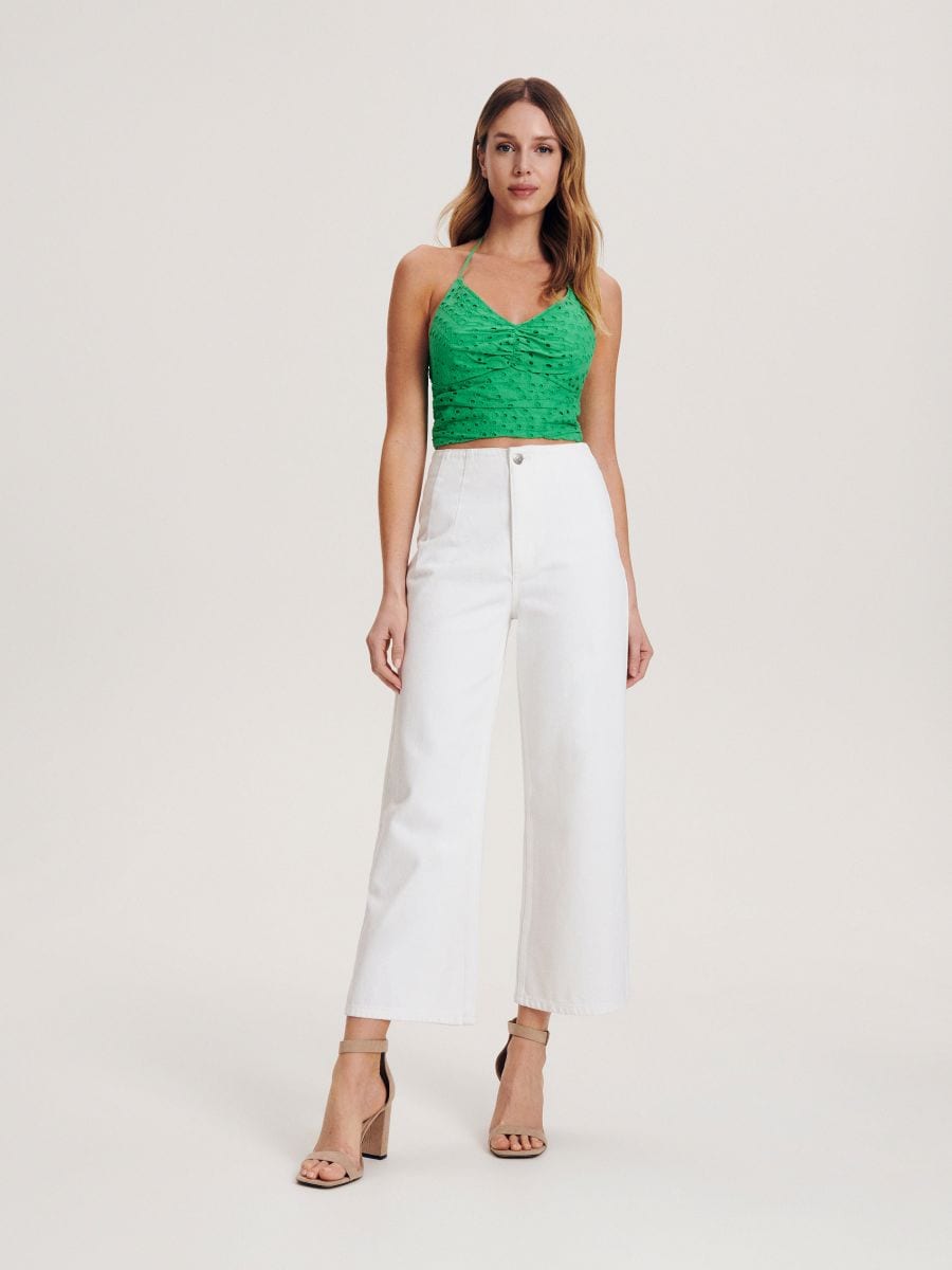 Pamučne slim pantalone - belo - RESERVED - 4