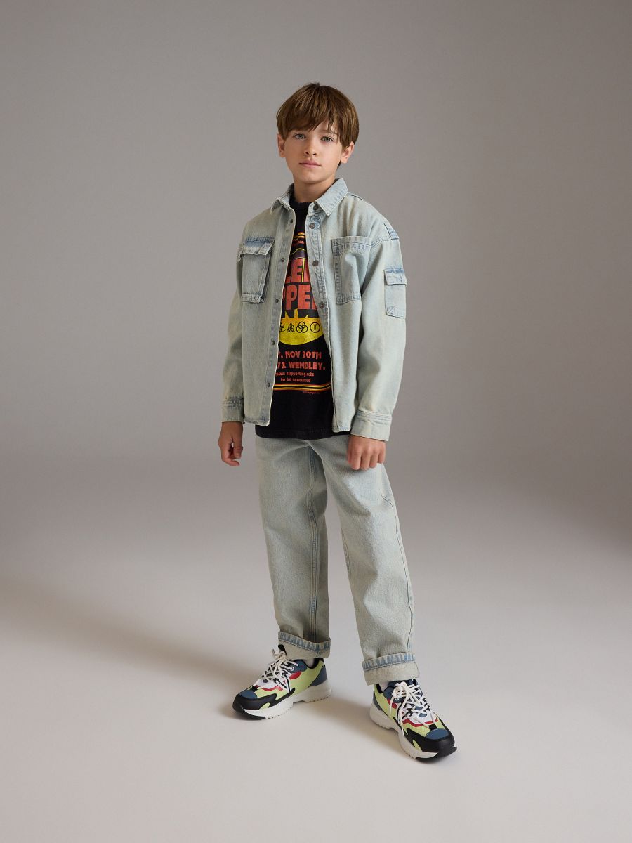 BOYS` JEANS TROUSERS - beige - RESERVED