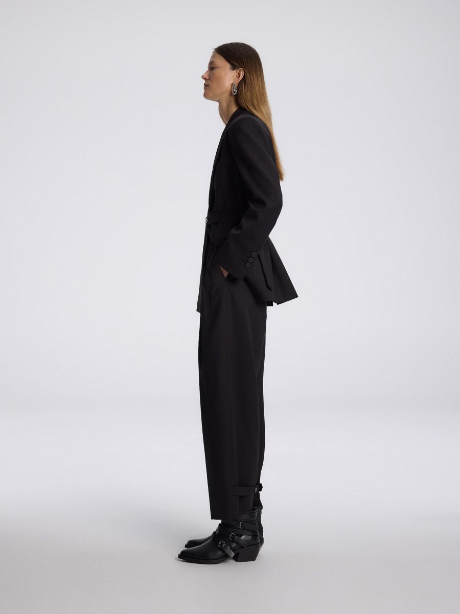 Wool blend suit trousers - black - RESERVED