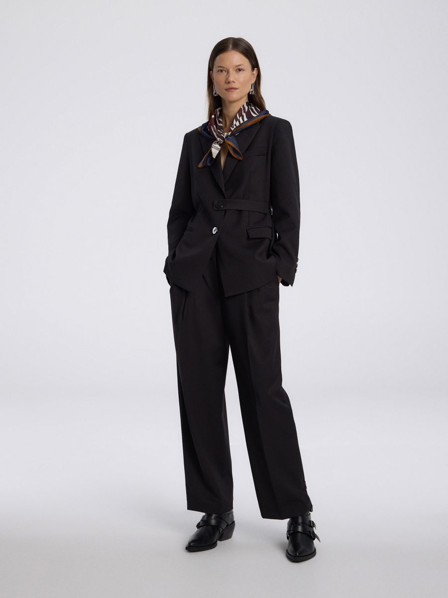 Wool blend suit trousers - black - RESERVED