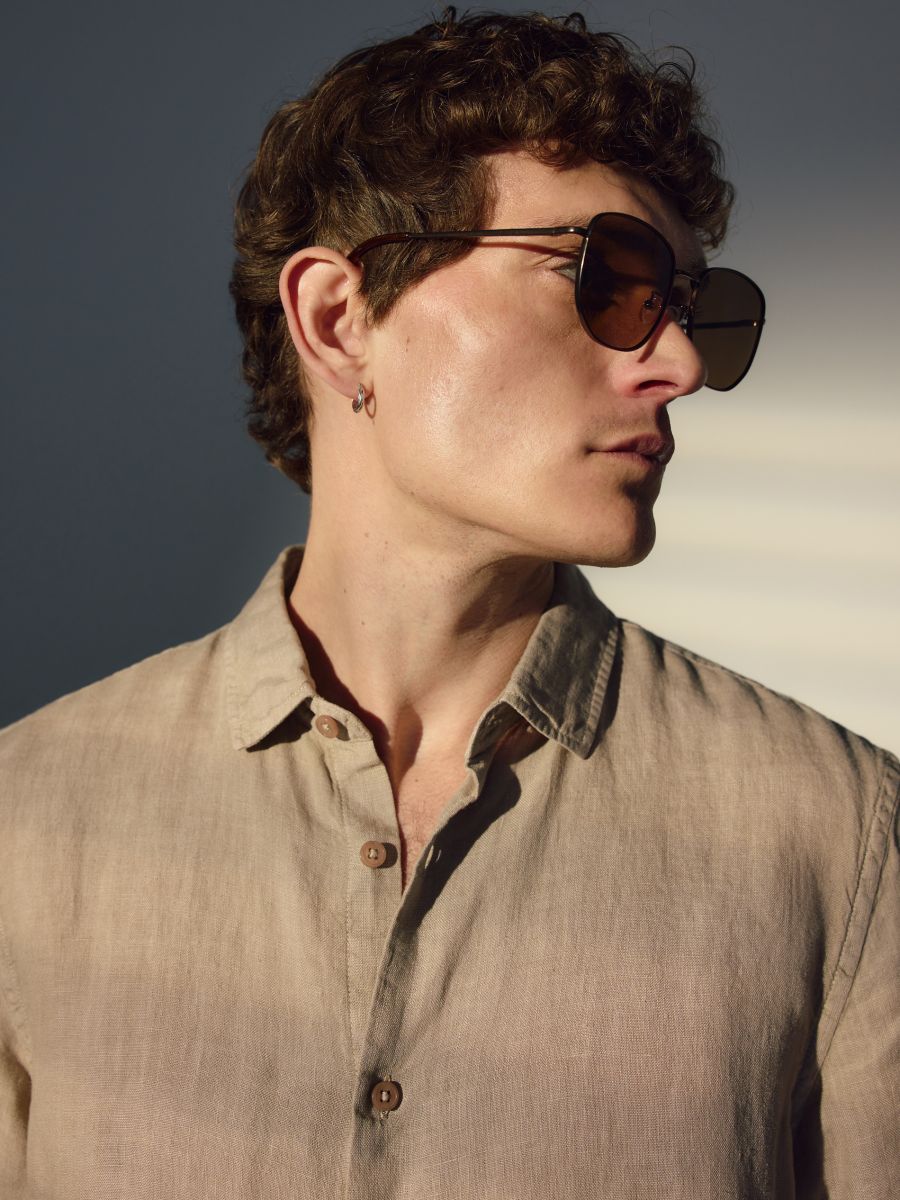 Chemise regular fit en lin - beige - RESERVED
