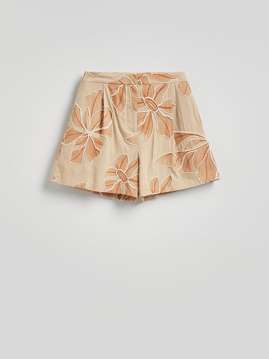 Gemusterte Shorts mit Leinenanteil - bunt - RESERVED