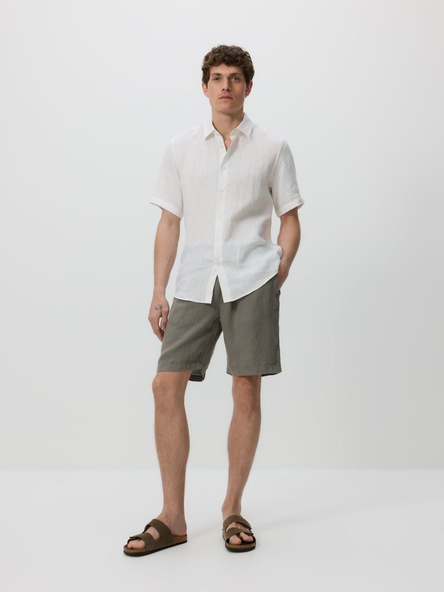 Linen jogger shorts - dusty green - RESERVED - 2