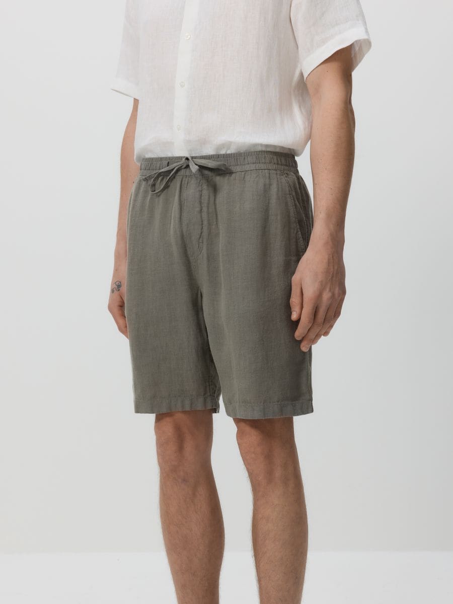 Linen jogger shorts - dusty green - RESERVED - 3