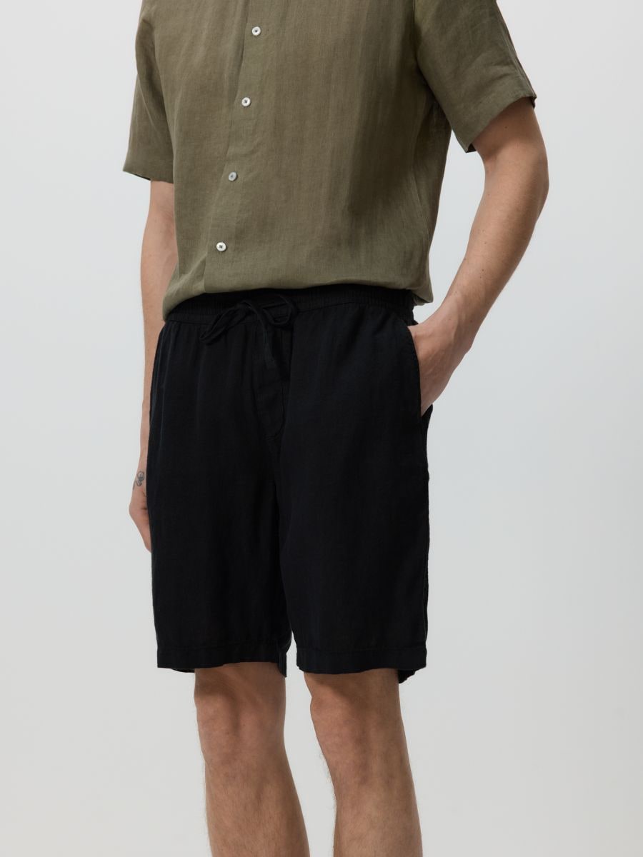 Linen jogger shorts - black - RESERVED - 3