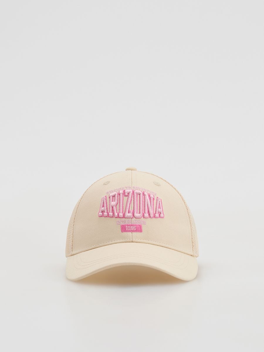 Cappello con visiera e ricamo - panna - RESERVED