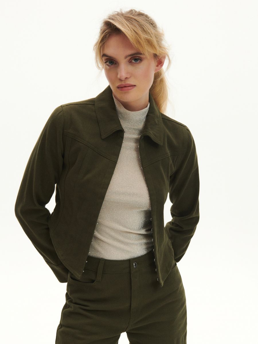 Blouse with stand up collar - nude - RESERVED - 4