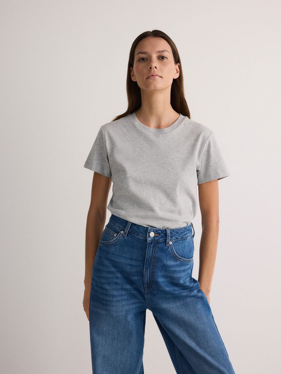 T-Shirt aus Baumwolle - light grey - RESERVED